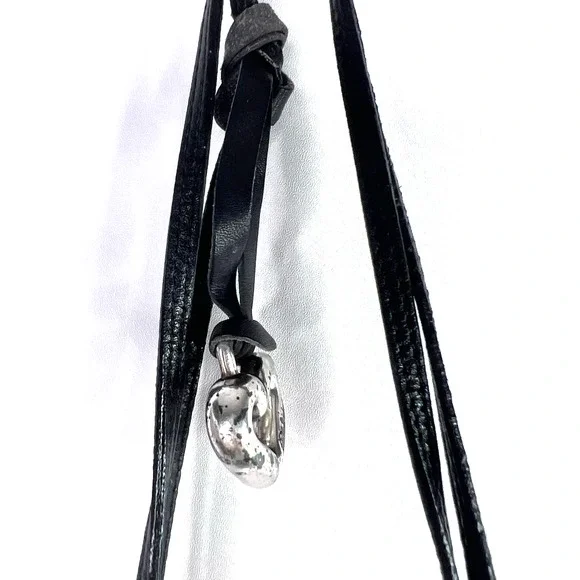 Brighton Black Leather Croc Embossed Drawstring Bucket Bag Purse Crossbody Cinch - Picture 6 of 7